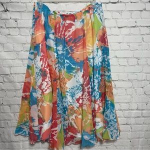 Plus Size Ruby Rd Sheer Boho Print Skirt Size 22W